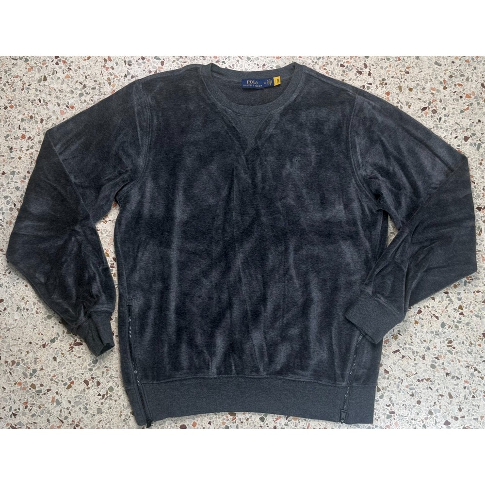 Polo Ralph Lauren Men's Gray Double Side Zip Embroidered Sweater Size Medium